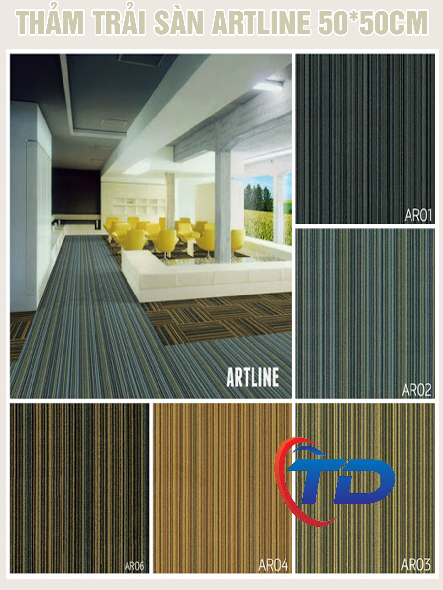 Thảm tấm Artline AR02  Thảm tấm đế cao su màu ghi xọc đen