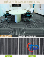 Thảm tấm Artline AR02  Thảm tấm đế cao su màu ghi xọc đen